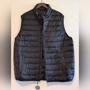Swiss Tech Black Puffer Vest XL 46 48 Lightweight Quilted Full Zip Recycled Fill